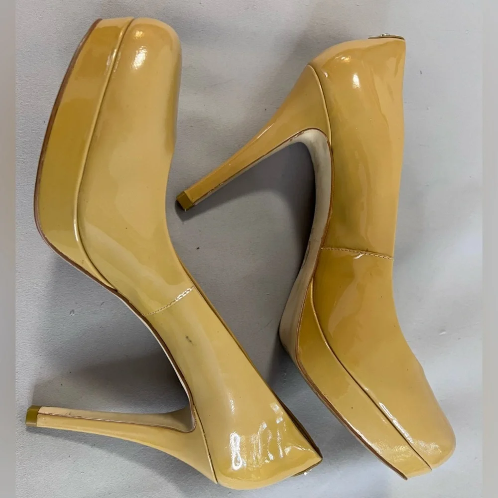 Michael Michael Kors Womens Chantal‎ Platform Pumps Tan  Leather Size 10M